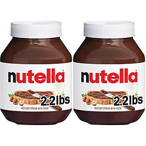 Nutella Hazelnut Spread with Cocoa, Creamy Hazelnut Spread, Breakfast Favorite, 35.3 oz Jar (Pack of 2)~$14.40 With S&S @ Amazon