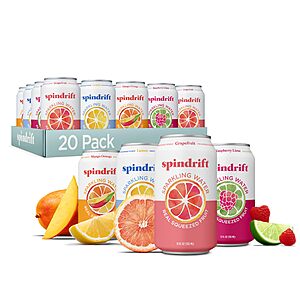 Spindrift Sparkling Water, 4 Flavor Variety Pack, Made with Real Squeezed Fruit, 12 Fl Oz (Pack of 20)~$10.49 After Coupon & S&S @ Amazon