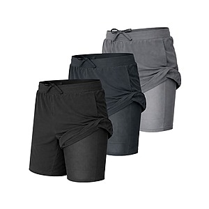 $19.99 | 3-Pk Men's Active Quick Dry Gym Running Shorts w/ Compression Liner at Woot!