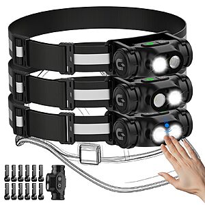 3-Pack Spriak Rechargeable Led Motion Sensor Headlamp w/ 4-Modes $14.99 + Free Shipping w/ Prime or on $35+