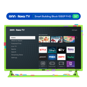onn 32" 1080P FHD Building Block Smart Roku TV - Green, $124, FS, Walmart