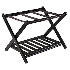 $14.13: Winsome Reese Luggage Rack with Storage Shelf, Foldable, Espresso