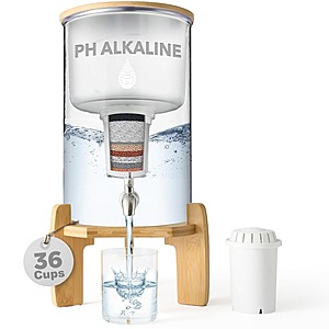 Invigorated Water pH Recharge Alkaline Water Glass Dispenser (36-Cup, Bamboo) BPA-Free $85 + Free Shipping