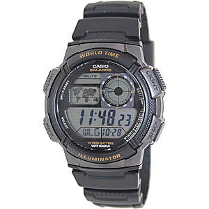 Casio Men's World Time Digital Sport Watch, Black AE1000W-1AV $25.83