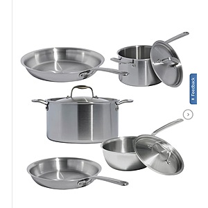 MADE IN 5-ply Stainless Steel 8-piece Cookware Set $449.99 free shipping Costco.com Made in Italy