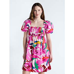 $14.99: Free Assembly Women’s and Women’s Plus Puff Sleeve Peasant Mini Dress, Sizes XS to 4X (Various Colors)