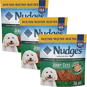 Blue Buffalo Nudges Jerky Cuts Natural Dog Treats Chicken (Pack of 3) $24.98 at Amazon