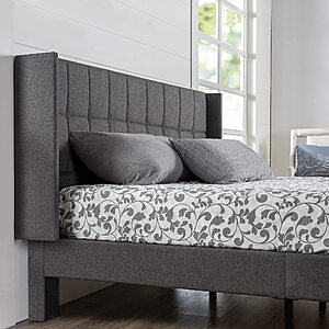 Zinus Dori Upholstered Platform Bed Frame with Wingback Headboard/Mattress Foundation/Wood Slat Support/No Box Spring Needed/Easy Assembly, King $106.87