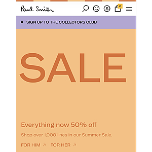 Paul Smith Summer Sale - Everything now 50% off