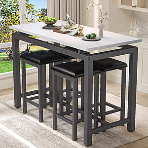 $146 FS WALMART by Soft, Inc: Counter Height Table Set of 5, Breakfast Bar Table and Stool Set, Minimalist Dining Table with Backless Stools, COLOR CHOCE