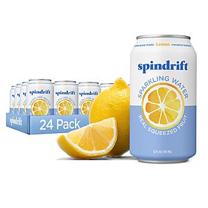 Spindrift Sparkling Water, Lemon Flavored, Made with Real Squeezed Fruit, 12 Fl Oz Cans, Pack of 24 (Only 3 Calories per Can)~$10.59 After Coupon & S&S @ Amazon