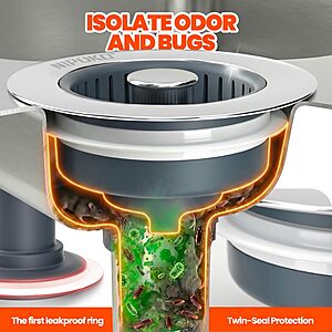 Nipoko 2 Pack Sink Drain Strainer - Sink Stopper, 3 in 1 Stainless Steel Kitchen Drain Plug $14.99