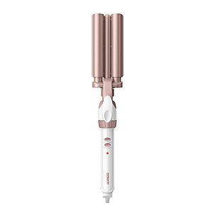 Conair Double Ceramic 3 Barrel Curling Iron, Triple Barrel Waver Hair Tool Creates Deep, Continuous Waves, Hair Curler for All Hair Lengths, White/Rose Gold $14.67