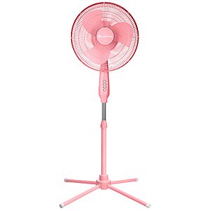 Comfort Zone 16-Inch Oscillating Pedestal Fan – 3-Speed High-Velocity Cooling, Adjustable Height & Tilt, Quad-Pod Folding Base, Blue – ETL Listed $26.98