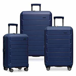 Traveler's Choice Pagosa Hardshell Expandable Luggage with Spinner Wheels, Navy, 3-Piece Set (22/27/30)