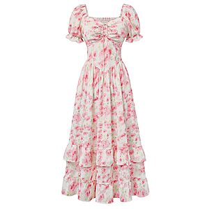 Scarlet Darkness Women's Floral Puff Sleeve Maxi Ruffled Corset Dress (Various) $17.87 + Free Shipping w/ Prime or on $35+