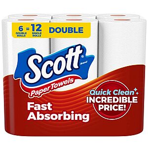 $14.50 S&S & Promo 3 Packs of Scott Paper Towels, Choose-A-Sheet, 6 Double Rolls = 12 Regular Rolls (108 Sheets Per) (36 reg rolls total)