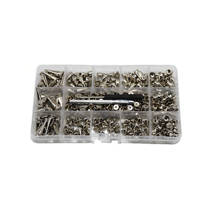 Zinc Alloy Spike and Stud Assortment Kit, 180 Pieces, 4 Sizes, Reusable with Installation Tools $16.49