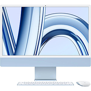 Refurbished Excellent: iMac 24'' Late 2023 - M3 8-Core CPU & 10-Core GPU - 8GB RAM - 512GB All-in-One Desktop (Blue) $706.79