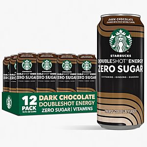 12-Pack 15-Ounce Starbucks Doubleshot Zero Sugar Coffee Energy Drink (Dark Chocolate) $23.27 w/ S&S + Free Shipping w/ Prime or on $35+