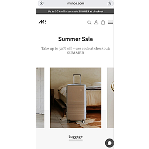 Monos Luggage Save Up To 30% with code SUMMER