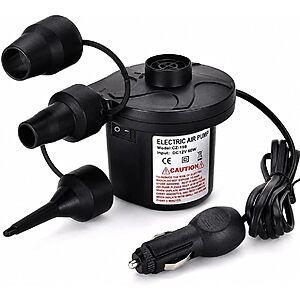 Electric Air Pump, 110V-240V AC 50W 0.7PSI, Portable Inflator Deflator with 3 Nozzles, Household Plug for Mattress, Inflatable Pool & Beach Toys - $6 FSSS