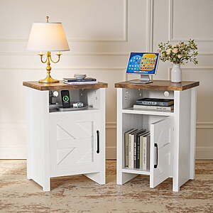 Vineego Set of 2 Farmhouse Nightstands w/ Storage Shelves (White) $69.99 ($35 each) + Free Shipping w/ Walmart+ or on $35+