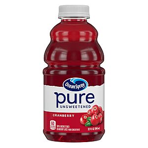 8-Pack 32-Ounce Ocean Spray Pure Unsweetened Cranberry Juice $20.80 w/ S&S + Free Shipping w/ Prime or on $35+