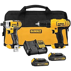 [Prime] $129* | DeWALT 20V MAX Cordless Drill + Impact Driver Combo Kit + 10% Back w/ Prime Visa Card at Amazon