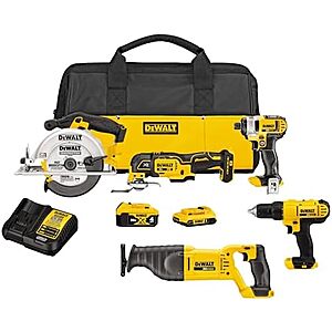 [Prime] $399* | DEWALT Tools 5 Tool Power Tool Combo Kit, Cordless Drill Impact Driver Saw Oscillating Multi-tool Set with 20V MAX Battery and Charger (DCK551D1M1) at Amazon