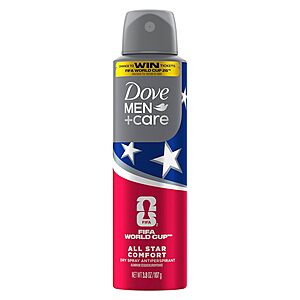 Dove Men+Care All Star Comfort 3.8-Ounce Dry Spray Antiperspirant (FIFA World Cup 2026 Edition) $2.84 w/ S&S + Free Shipping w/ Prime or on $35+