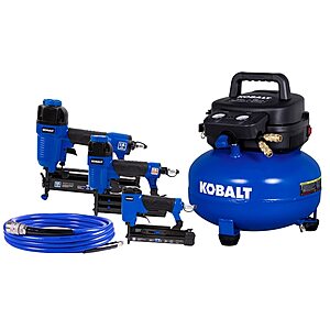 Kobalt 6-Gallon 150 PSI Pancake Air Compressor w/ 3 Nailers & 25' Air Hose $199 + Free Shipping