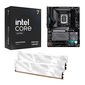 Intel Core Ultra 7 270K Plus CPU + Gigabyte Z890 Eagle WiFi7 Plus Mobo + 32GB Crucial DDR5-6400 CL32 Ram $509.99; With Gigabyte Z890 Aorus Elite WiFi7 Mobo $559.99