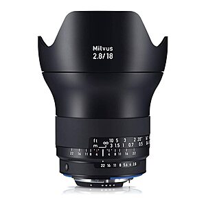 ZEISS Milvus 18mm f/2.8 Full Frame Camera Lens for Nikon F-Mount ZF.2, Black $1764.5