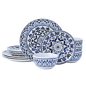 [Prime]12-Piece Pfaltzgraff Medallion Radiance Dinnerware Set (Service for 4, Blue/Black) $42 + Free Shipping