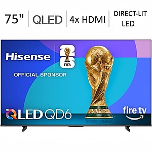 Hisense 75" QD6QF Series Hi-QLED 4K UHD Smart TV (2025) @ Best Buy $379.99