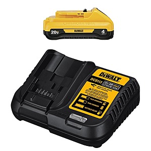 DEWALT 20-Volt MAX Lithium-Ion 4.0Ah Battery with 12-Volt to 20-Volt MAX Charger $51 at HomeDepot, Free S&H