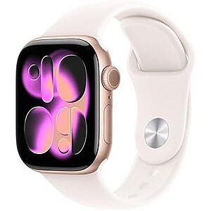 [Resale, AC] $192.51 | Apple Watch Series 11 [GPS 42mm] Smartwatch with Rose Gold Aluminum Case with Light Blush Sport Band - S/M (Used - Like New) at Amazon