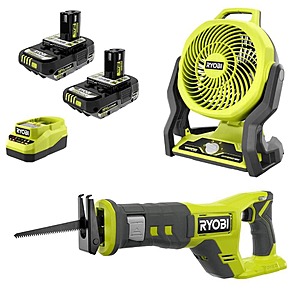 Ryobi ONE+ 18V Cordless Hybrid 7.5 in. Fan Kit with (2) 2Ah Batteries, Charger, & ONE+ 18V Cordless Reciprocating Saw $127