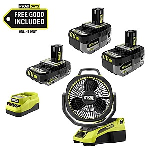 Ryobi ONE+ 18V HIGH PERFORMANCE Kit w/ (2) 4.0 Ah Batteries, 2.0 Ah Battery, Charger, & FREE ONE+ HP Brushless Oscillating Fan $169