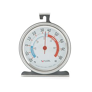 Taylor 5924 Large Dial Kitchen Refrigerator and Freezer Analog Thermometer, 3-Inch Dial, Easy to Read, Silver Finish, Accurate Temperature Monitoring $3.99 @Amazon