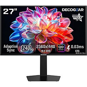 [Prime] 27" Deco Gear 1440p QHD 280Hz OLED Gaming Monitor $311.99 + Free Shipping