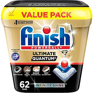 Prime: 62-Count Finish Ultimate Quantum Infinity Shine Dishwasher Detergent Pods (Fresh Scent) $13.22 & More w/ S&S + Free Shipping
