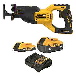 DeWalt 20-Volt MAX Lithium-Ion Cordless Brushless Reciprocating Saw with 20V MAX 5.0 Ah and 2.0 Ah Battery Packs and Charger $194