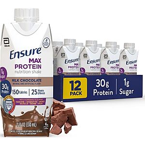 [Prime] 12-Pack 11-oz Ensure Max Protein Shake (Chocolate) $15.94 w/ S&S + Free Shipping