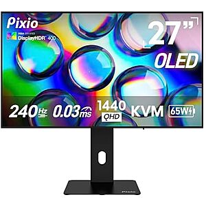 [Prime] $349.99* | 27" Pixio PX277 OLED MAX 2560x1440 240Hz 0.03ms Gaming Monitor at Amazon