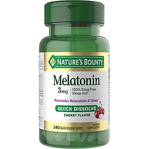 [Prime] 240-Count Nature's Bounty 3mg Melatonin Quick Dissolve Tablets (Cherry) $4.77 w/ S&S + Free Shipping