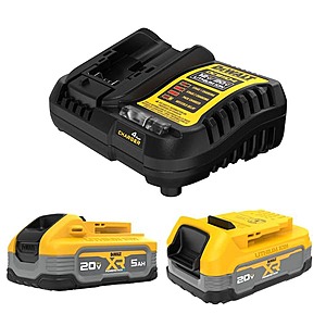 DeWalt 20V MAX XR POWERSTACK 5.0Ah & 1.7Ah Battery Starter Kit w/ Charger $134 + Free Shipping