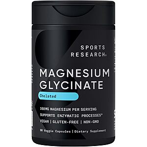 [Prime] Select Accounts: Sports Research Supplements: 90-Count 160mg Magnesium Glycinate $8.79 & More w/ Subscribe & Save + Free Shipping