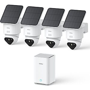 Prime: aosu T2 Ultra 4K Security Cameras Wireless Outdoor 4-Cam Kit w/ 360° Motion Tracking, Solar Power & 1TB Local Storage $519.99 + Free Shipping